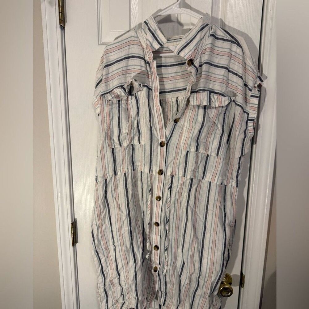 Time & Tru Striped Button Front Tunic Dress Women’s 2X Multicolor Summer Casual